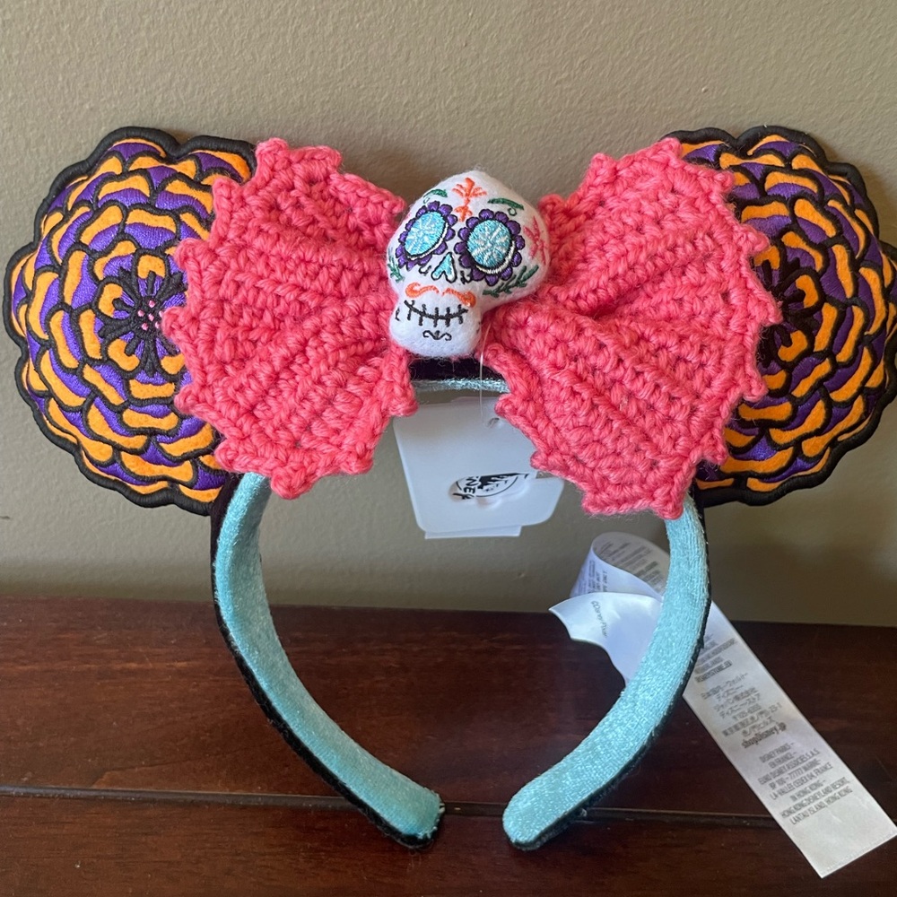 Disney Parks Day Of The Dead Minnie Mouse Ears Headband Dia de Los Muertos NWT